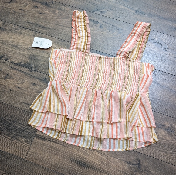 NWT ARULA Pink and Tan Striped Crop Top‎ Size 2X - Picture 7 of 7